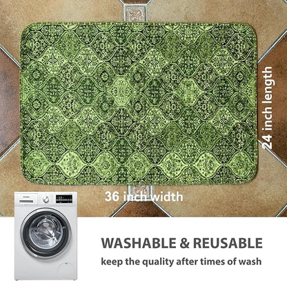 nunubaby Washable Pee Pads for Dogs, Stylish, Non-Slip and Leak-Proof Pee Pads. Reusable Potty Pads for Dogs for Crates and Floors.(Green/Multi, 24" x36" )