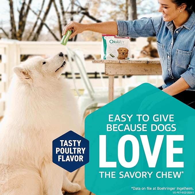 ORAVET Dental Chews for Dogs, Oral Care and Hygiene Chews (Medium Dogs, 25-50 lbs.) Purple Pouch, 30 Count