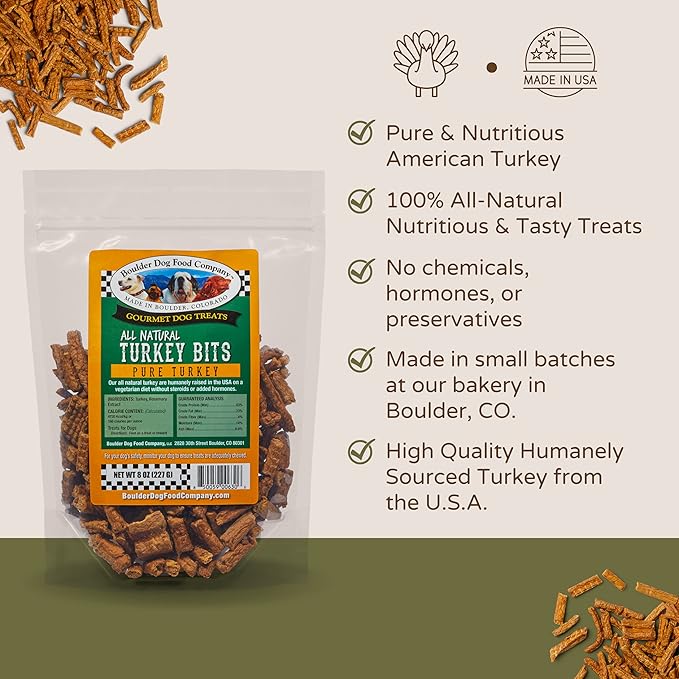 Boulder Dog Food Company All Natural Bits Dog Treats, 8 Ounces (Turkey Bits)