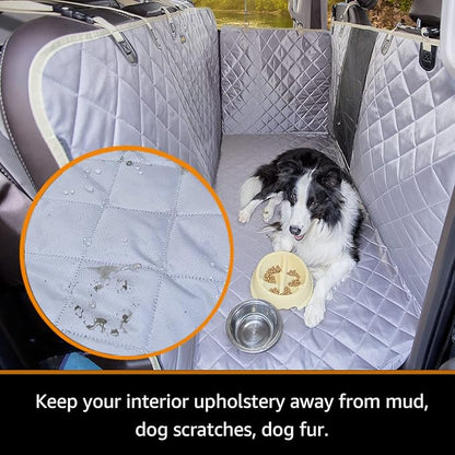 iBuddy Floor Truck Seat Cover for Dogs with Flip Up Rear Seats Truck Pet Hammock Protects Vehicle from Hair, Scratches and Dirt, Back Seat Cover Fits Full Size Pickup Truck Ford F150 F250 Silverado
