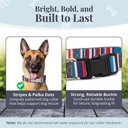 Lucky Love Dog - Adjustable Dog Collar with Easy Click Buckle for Large Dogs, Durable, & Comfortable for Male & Female Dogs, Pet Collar for Puppies & Adult Ones - Linus, Large