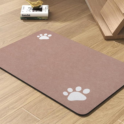 Pet Feeding Mat-Absorbent Dog Mat for Food and Water Bowl-No Stains Quick Dry Water Dispenser Mat-Dog Accessories Pet Supplies-Bowl for Messy Drinkers（Dusty Pink,12"x19"