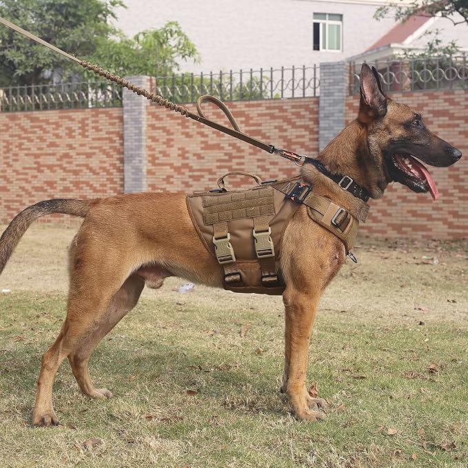 ICEFANG GN3 Tactical Dog Harness with 6X Buckle,Dog Molle Vest with Handle,3/4 Body Coverage,Hook and Loop Panel for ID Patch,No Pulling Front Clip (XL (32"-40" Girth), Coyote Brown)