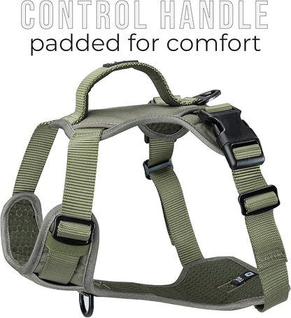 TUG Dog Harness with 2 Leash Connection Points | Adjustable, Padded, Lightweight | Handle on Back | No-Pull Front Clip (XL, Green)