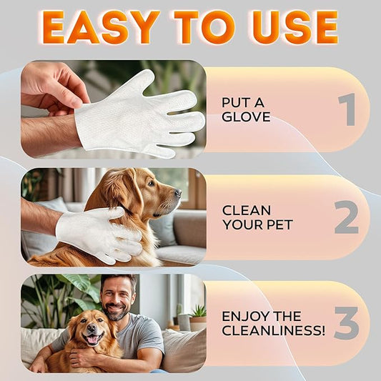 2026 New - Pet Cleaning Glove Wipes for Dogs & Cats – Wet Deodorizing Grooming Gloves for Paws, Body, Ears, Face & Coat – Hypoallergenic Hydrating Lavender Scent – Daily Care & Travel Use – 18 Count