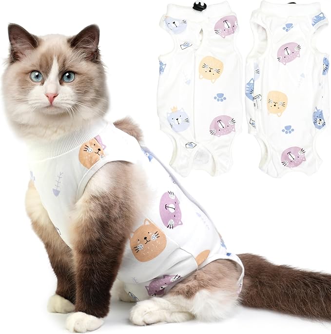 Hpetppy Cat Recovery Suit for Spay Abdominal Wounds, Breathable Cat Onesie for Cats After Surgery Female, Kitten Surgical Recovery Suit Female Cone of Shame Alternative for Cats Anti Licking