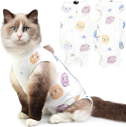 Hpetppy Cat Recovery Suit for Spay Abdominal Wounds, Breathable Cat Onesie for Cats After Surgery Female, Kitten Surgical Recovery Suit Female Cone of Shame Alternative for Cats Anti Licking