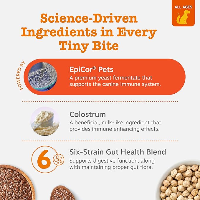 Zesty Paws Dog Allergy Relief Chews, Dog Probiotics for Itchy Skin and Ears, Lamb, Mini, 90ct