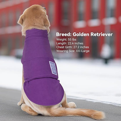 cyeollo XXL Dog Sweater, Fleece Doggy Sweaters Stretchy Turtleneck Doggie Sweatshirt Soft Warm Winter Coat Fall Autumn Pet Clothes for Large Dogs Girl, Purple 2XL