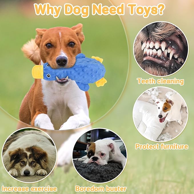 LECHONG No Stuffing Dog Toys for Aggressive Chewers, Squeaky Dog Toys for Large Medium and Small Dogs, Puppy Dog Chew Toys to Keep Them Busy Pack of 5
