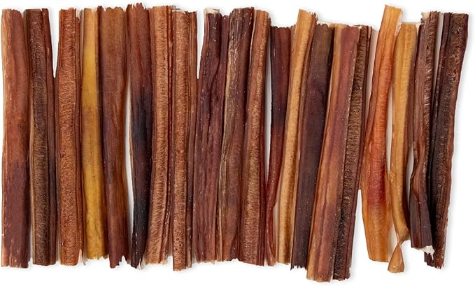 GigaBite Single Ingredient All Natural Free Range Bully Treats and Chews - Bully Sticks/Bladder Sticks/Beef Esophagus by Best Pet Supplies - Bully Sticks (Medium Half-Cut 6"), Pack of 20