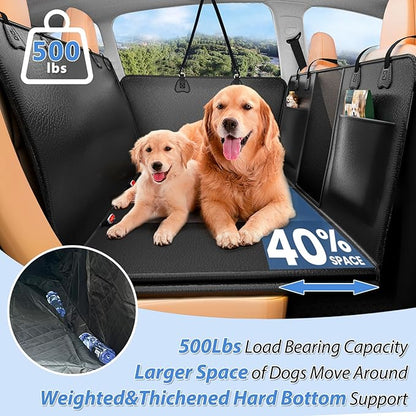 YFChangle Hard Bottom Dog Car Seat Cover for Back Seat – Waterproof Nonslip Hammock Extender for Trucks & SUVs, Heavy Duty Pet Protector, Black Faux Leather