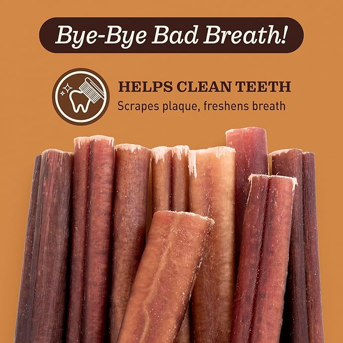 Pet Odor-Free Bully Sticks (12", 12 Pack) – 100% Grass-Fed Beef Pizzle Dog Chews, Fully Digestible & Long-Lasting Dental Treats