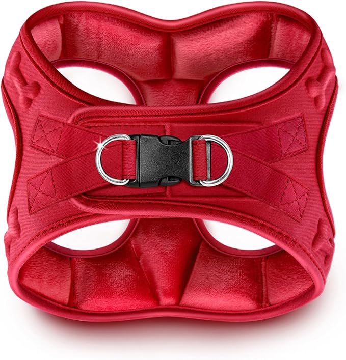 Comfort Fit Dog Harness Step in No Pull Harness for Small Medium Sized Dogs Soft Padded No Escape Harness Adjustable Easy Buckle with Leash Attachment D-Ring Extra Comfort Inside Velvet Plush XS Red