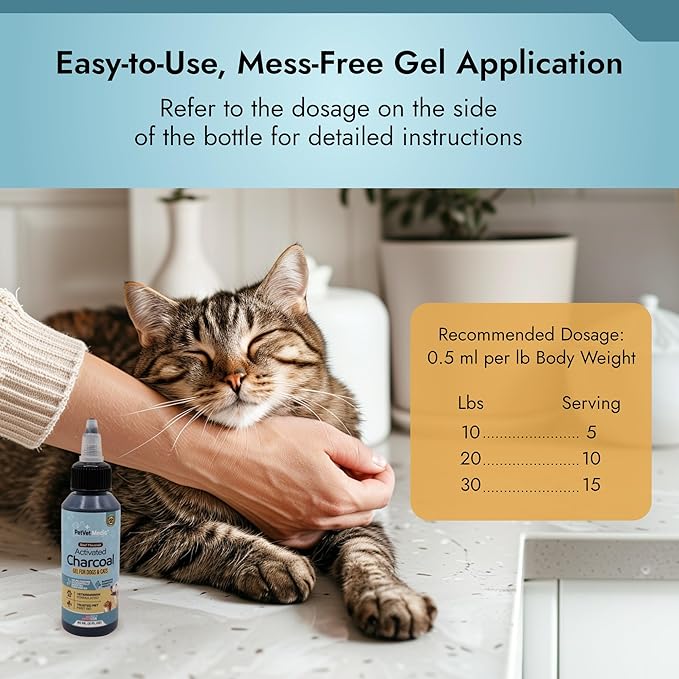 Pet Vet Flavored Activated Charcoal Gel for Dogs & Cats (60ml Bottle), Dog First Aid Activated Charcoal, Absorbs Toxins, Supports Poisoning, Diarrhea & Gas Relief, Emergency Pet Dog Supplies (Beef)