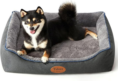 Tidore Orthopedic Dog Beds for Medium Dogs, Durable Egg Crate Foam Sofa Dog Bed wit Washable Removable Cover,Waterproof Lining,Pet Bed for Large Dogs (Dark Grey-Velvet, 26.4" L x 21.7" W x 6.2" Th)