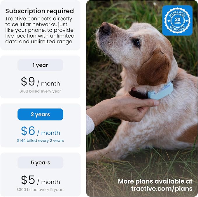 Tractive GPS Dog Tracker (2025 Release) Real-time Pet Location Tracker | Health & Wellness Alerts | Virtual Fence for Dogs | Bark Monitoring (Brown w/Olive Cover)