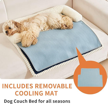 HAOMAIJIA Dog Couch Bed for Medium Dogs, Non Slip Pet Couch Covers for Sofa Thick Soft Washable Dog Couch Cover Protector All Seasons Universal Dogs and Cats Bed Mat (Navy Blue, Medium)