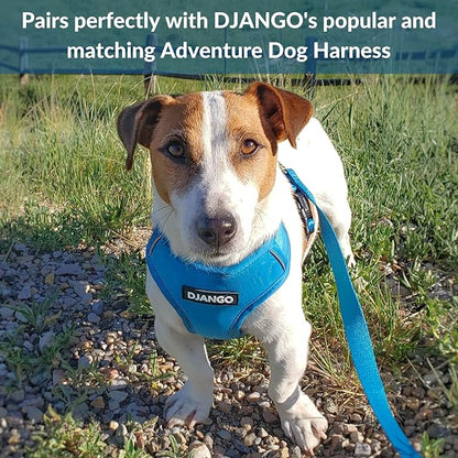 DJANGO Adventure Dog Leash – Strong, Comfortable, and Stylish Dog Leash with Solid Brass Hardware and Padded Handle - Designed for Outdoor Adventures and Everyday Use (Pacific Blue)