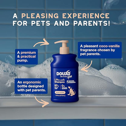 DOUXO® Skin & Coat SPA - Ultra-Safe Dog Shed Control Shampoo, 16 fl oz, Reduces Excessive Shedding, Cleans and Hydrates The Skin, Leaves The Coat Soft, Strengthened and Radiant