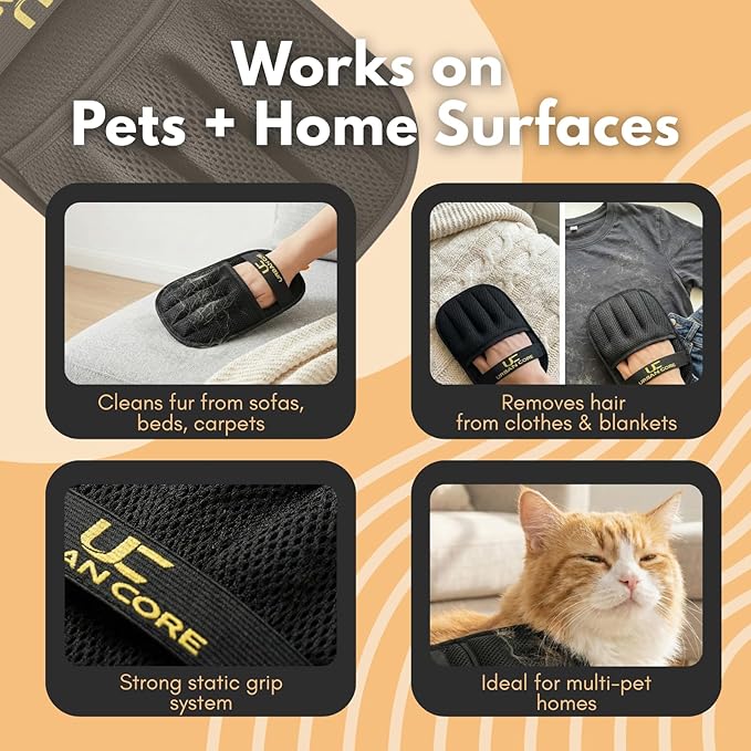 2 PCS Electrostatic Pet Hair Removal Glove for Laundry Best Dog Hair Remover Glove Magic Brush for Pet Fur Removal on Couch Use for Cat Grooming Supplies Dog Grooming Tool