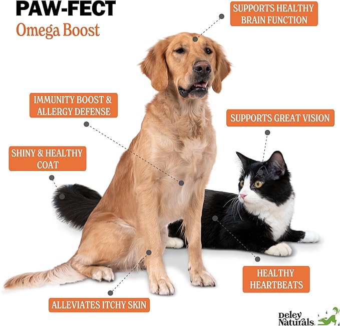 Deley Naturals Wild Alaskan Salmon Oil for Dogs & Cats - New & Improved Salmon Oil Plus Formula - Fish Oil for Dogs with DHA EPA Omega 3 & 6 Fatty Acids - Omega 3 for Skin & Coat - 16oz Made in USA