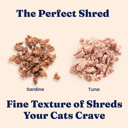 Solid Gold Wet Cat Food Shreds in Gravy - Healthy Canned Cat Food Made w/Real Tuna, Sardine, Vitamins, Minerals & Taurine - Grain Free & Gluten Free Canned Meals for Cats & Kittens - 24ct/3oz Can