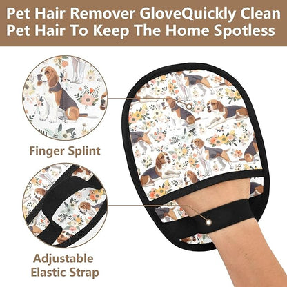 Pet Grooming Gloves Reusable Dog & Cat Hair Remover for Furniture, Car Interiors Multi-Surface Deshedding Tool for Carpets, Bedding & Home Cleaning