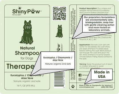 Shiny Paw Dog Shampoo Itchy Skin Relief 16 oz | Hypoallergenic Dog Wash | Eucalyptus, Chamomile & Aloe Vera | Dog Shampoo Sensitive Skin & Smelly Dogs | Made in USA