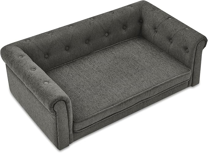 KEIKI 39" Dog Bed for Medium and Large Dogs, Elevated Pet Sofa Bed, Durable Elevated Couch Bed with Legs, Dark Gray