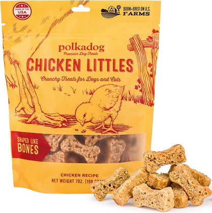 Polkadog Chicken Littles Bone Shaped Dog Treats – Crunchy, All Natural, Limited Ingredient Healthy Treats. Handcrafted & Made in USA. Great for Dogs with Allergies or Sensitive Stomachs – 7oz