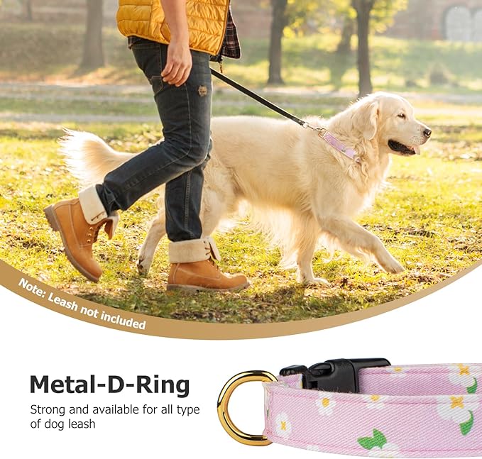 Cotton Handmade Dog Collar Cute and Distinctive Patterns Purple Flower with Pendant for Girl Boy Dogs Collars S