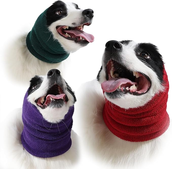 3 Pack Bundle (S, M, L) Dog & Cat Calming Band Cat Anxiety Relief Cover,Double Layer Thickened Elastic Neck Band Ear Muffs for Anxiety Relief/Noise Protection,Grooming,Thunder,Fireworks