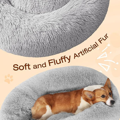 JOLLYVOGUE Dog Bed, Calming Anti-Anxiety Large Dog Bed, Fluffy Donut Cushion for Medium and Large Pets (27"/30"/36")