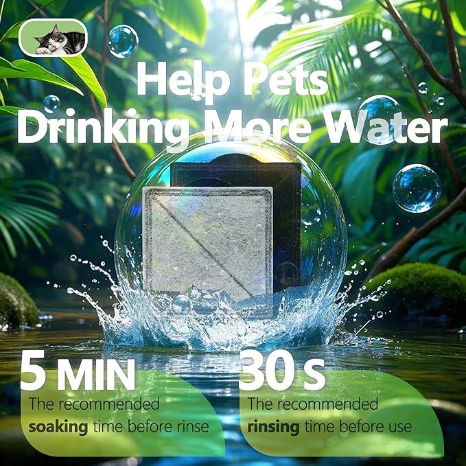 TOGGATH Cat Water Fountain Replacement Charcoal Filter Square Compatible with Petsafe Premier, Ion-X, Outlast Pumpless & Viva Pet Water Fountain, Carbon Filters for Cat and Dog Indoor (BLACK, 12 PACK)
