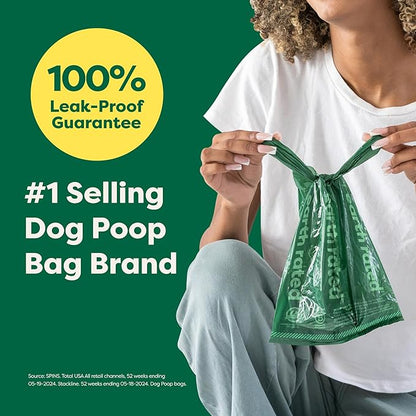 Earth Rated Dog Poop Bags with Handles on Refill Rolls, Easy-Tie on a Compact Roll, Extra Wide Opening, Guaranteed Leak-Proof, Lavender Scented, 105 on Rolls