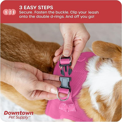 Downtown Pet Supply Step-in Dog Harness – No Pull, Adjustable Padded Mesh with Reflective Trim, Secure Buckle Strap – Comfortable & Breathable Small Dog Harness, X-Small, Pink