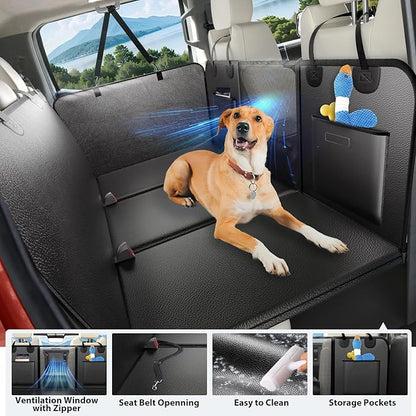 ROUWINNE Back Seat Extender for Dogs Truck-Upgraded PU Leather-Dog Pet Seat Cover Back Seat Hard Bottom 500lbs, Anti-Scratch Dog Hammock for Crew Cab Trucks F150, RAM1500, Sierra, Tundra, Silverado