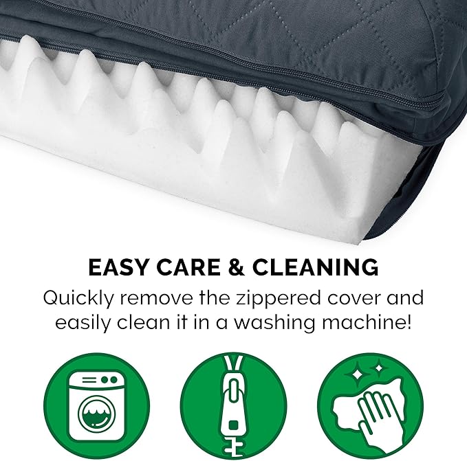FurHaven Dreamer Sofa Orthopedic Dog Bed for Large Dogs with Orthopedic Egg Crate & Solid Orthopedic Foam Base for Joint Support, Removable Washable Cover, Jumbo XL, Quilted Sofa, Iron Gray