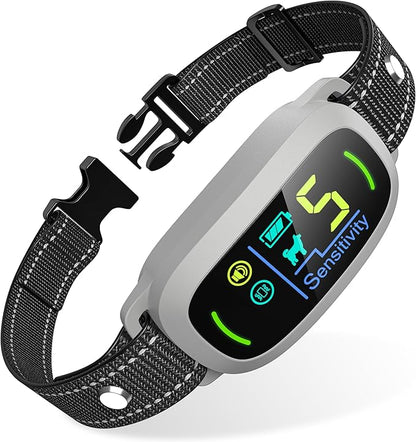 FAFAFROG Dog Bark Collar for Large Medium Small Dogs, Rechargeable Smart Bark Collar, Anti Barking Training Collar with 5 Adjustable Sensitivity Beep Vibration (Grey)
