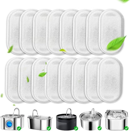 Carcent Cat Fountain Filters, 16 Pack Cat Water Fountain Filter for Stainless Steel 67oz/2L Pet Fountain, Replacement Filters for Pet Drinking Fountain