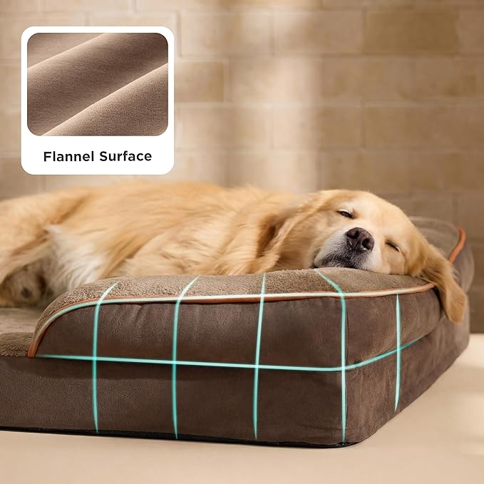 Bedsure XL Plus Orthopedic Dog Bed for Extra Large Dogs - Washable XLarge Dog Cat Bed Waterproof, Comfort Dogs Couch Sofa with Washable Removable Cover, Pet Bed with Nonskid Bottom, Brown, 48"
