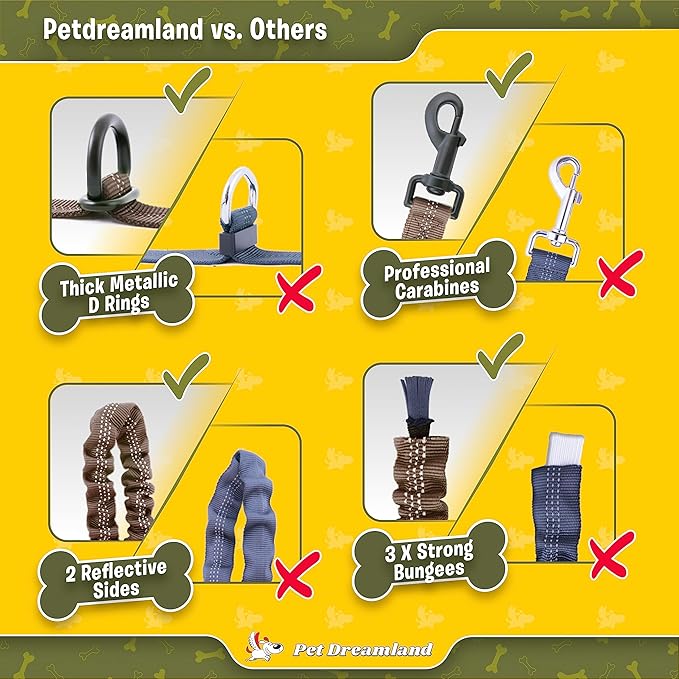 Pet Dreamland Exquisite Hands-Free Leash for Large Dogs. Ultimate Comfort & Freedom for Walking, Running, Hiking. Premium Quality & Versatile Waist Belt. Your Dog Will Love This Running Leash.