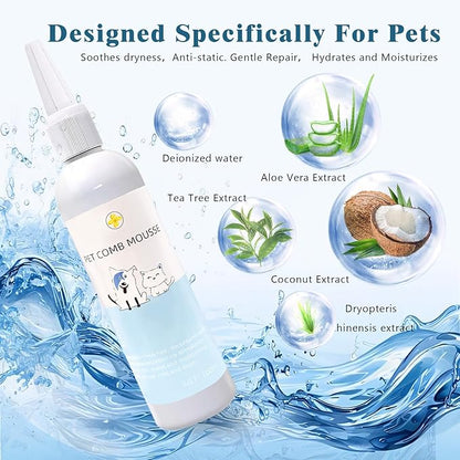 Pet Steam Brush Spray Refill for Dogs & Cats – Concentrated Waterless Shampoo, Pet Comb Leave-In Serum, 3-in-1 Grooming Spray Comb Mist, 1*Shampoo(Steam Brush not Included)
