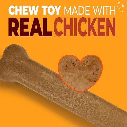 Nylabone Original Bone Strong Chew Toy for Dogs Made with Real Chicken, Durable Dog Chew Bones for Aggressive Chewers, Long-Lasting Flavor Keeps Dogs Busy, Large Dog Toys - Up to 50 lbs, 1 Count