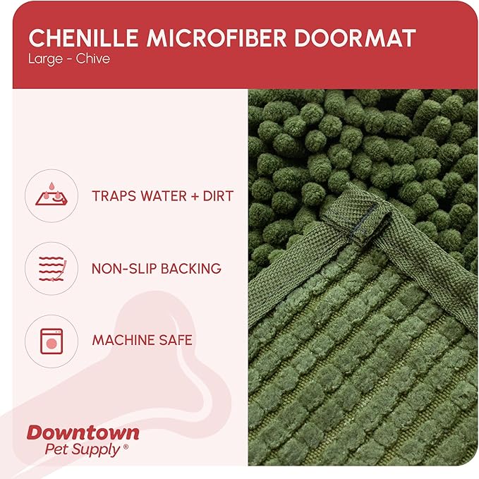 My Doggy Place Dog Mud Mat, 36" x 26" Chive – Thick Microfiber Entry Rug for Snow, Mud & Salt – Absorbent, Quick-Dry, Washer-Safe & Non-Slip, Large