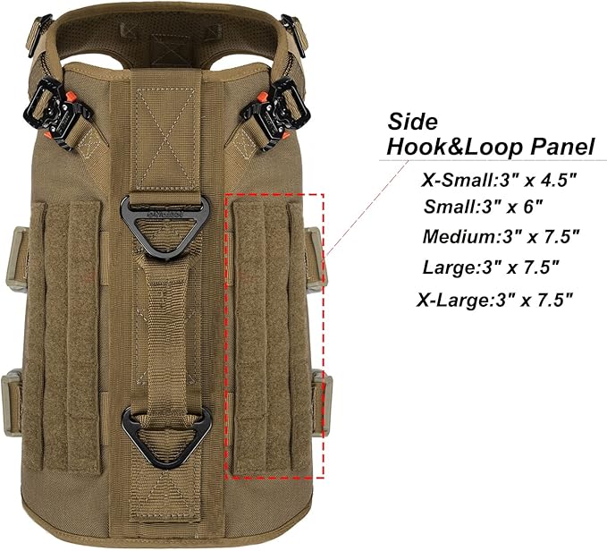 ICEFANG GN3 Tactical Dog Harness with 6X Buckle,Dog Molle Vest with Handle,3/4 Body Coverage,Hook and Loop Panel for ID Patch,No Pulling Front Clip (M (25"-31" Girth), Coyote Brown)