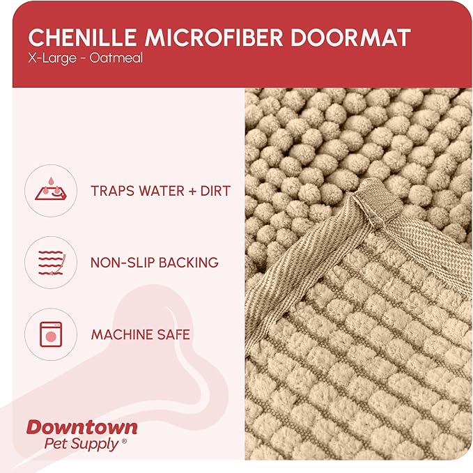 My Doggy Place Dog Mud Mat, 60" x 36" Oatmeal – Thick Microfiber Entry Rug for Snow, Mud & Salt – Absorbent, Quick-Dry, Washer-Safe & Non-Slip, X-Large
