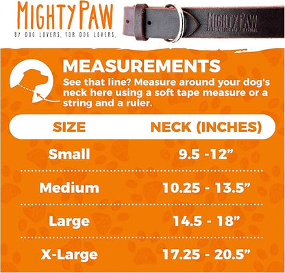 Mighty Paw Leather Dog Collar - Genuine Distressed Leather - Strong Metal Buckle - Ultimate Comfort - Modern Style for All Dogs Breeds - Comfort Puppy Collar - (Large - Brown)