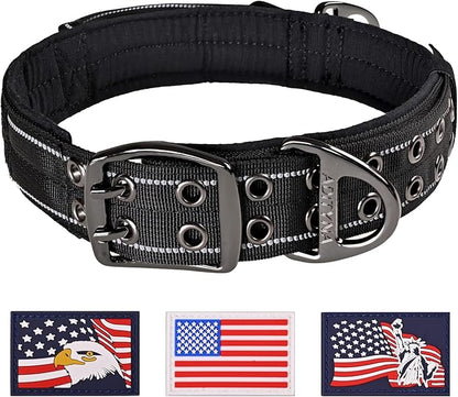 ADITYNA Heavy Duty Dog Collar for Medium Dogs - Reflective Black Collar with Handle for Training, and Walking - Wide, Thick, Tactical, Soft Neoprene Padded